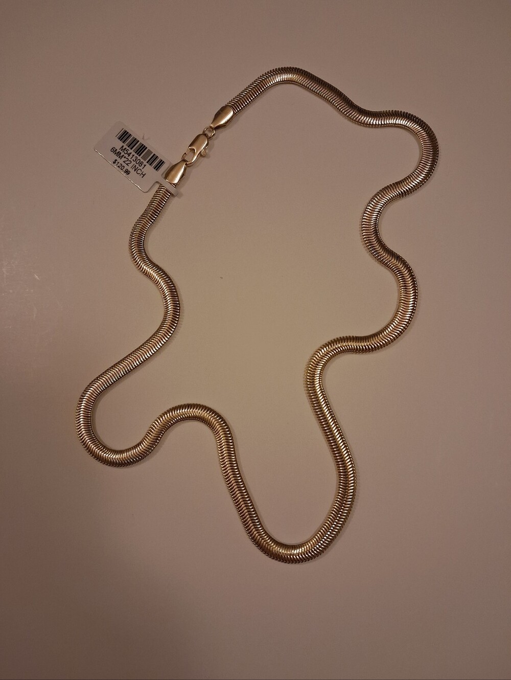14K GOLD FILLED 22 INCH 6MM HERRINGBONE/SNAKE NECKLACE. BRAND NEW WITH TAGS. #23